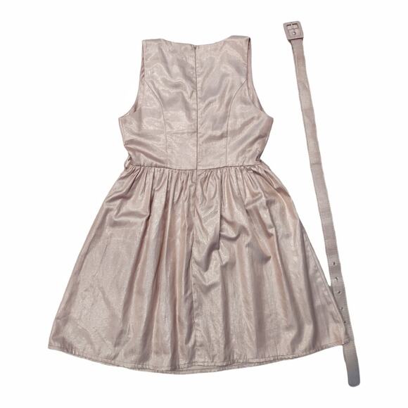 YA Juniors Metallic Champagne Party Dress Size M Simple A-line Basic Prom - Picture 8 of 11